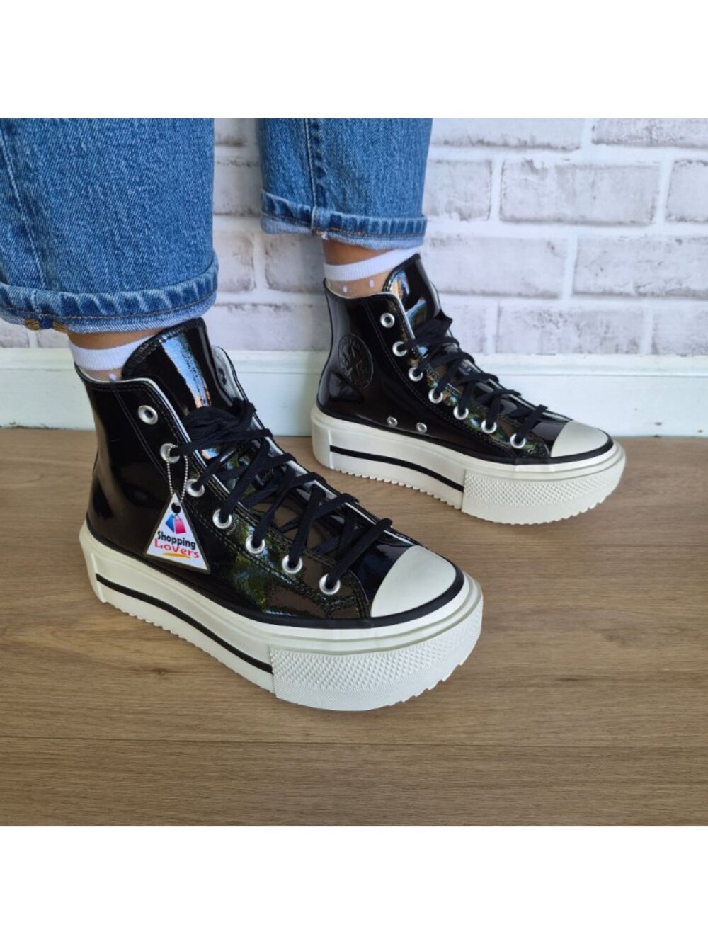 Converse Lift Double Stack Platform Sz 9.5 Women's shoes sneakers Black A12977C - Picture 2 of 12